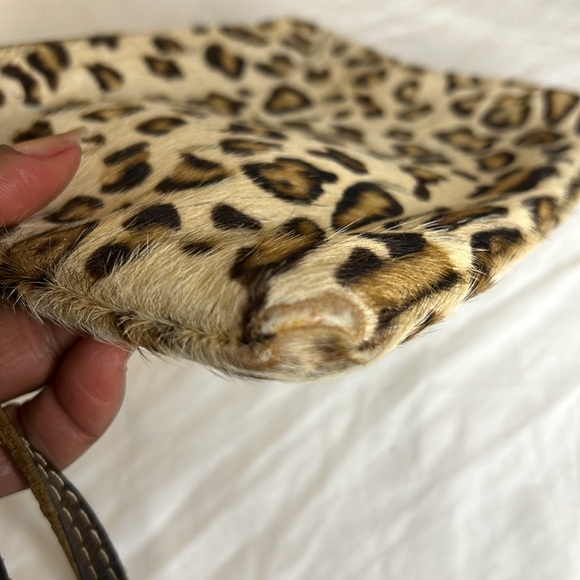 MYRA BAG leather brown/black animal print with gold specks. Slick Hairon Pouch. - Picture 6 of 10
